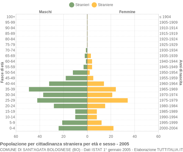 Grafico cittadini stranieri - Sant'Agata Bolognese 2005