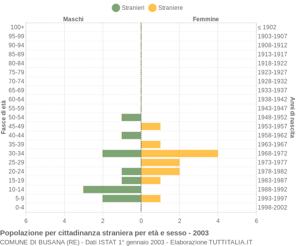 Grafico cittadini stranieri - Busana 2003