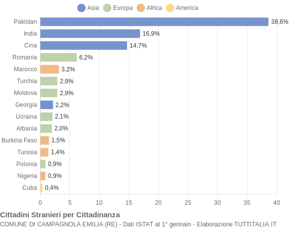 Grafico cittadinanza stranieri - Campagnola Emilia 2016