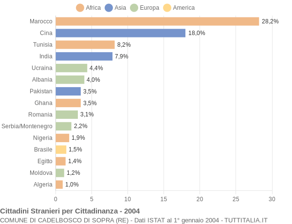 Grafico cittadinanza stranieri - Cadelbosco di Sopra 2004