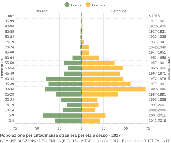 Grafico cittadini stranieri - Ozzano dell'Emilia 2017