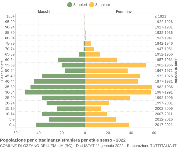 Grafico cittadini stranieri - Ozzano dell'Emilia 2022