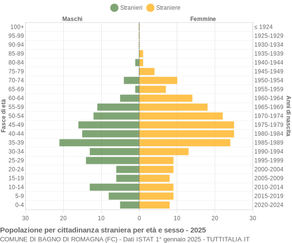 Grafico cittadini stranieri - Bagno di Romagna 2025