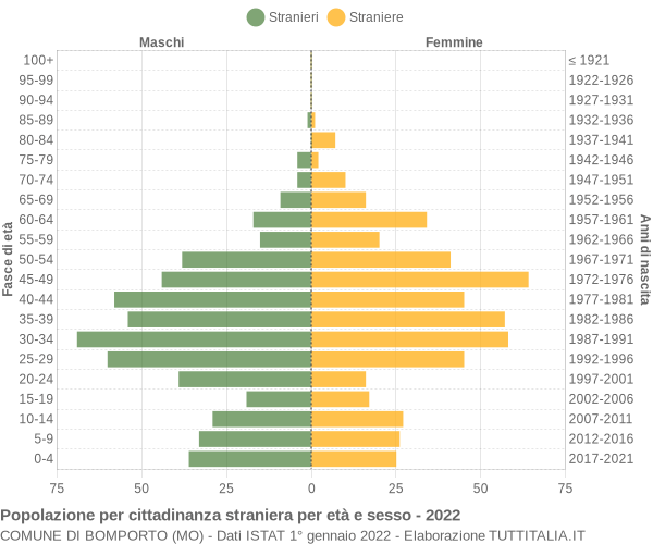 Grafico cittadini stranieri - Bomporto 2022