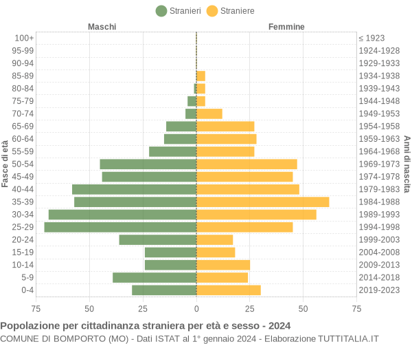 Grafico cittadini stranieri - Bomporto 2024