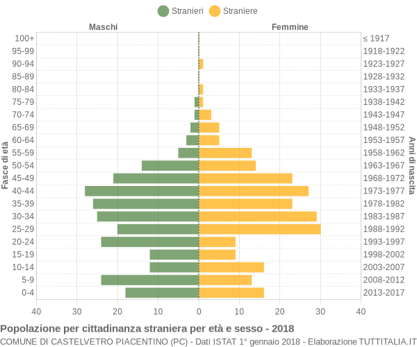 Grafico cittadini stranieri - Castelvetro Piacentino 2018