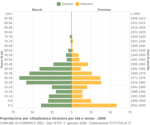 Grafico cittadini stranieri - Fabbrico 2006