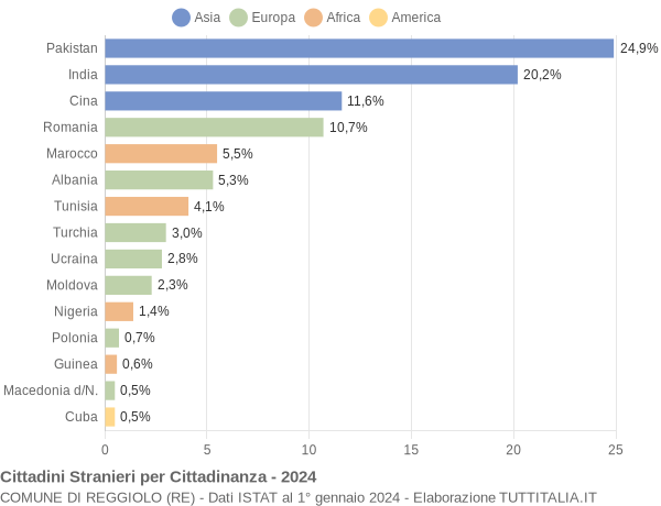 Grafico cittadinanza stranieri - Reggiolo 2024