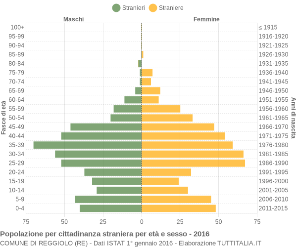 Grafico cittadini stranieri - Reggiolo 2016
