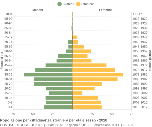 Grafico cittadini stranieri - Reggiolo 2018