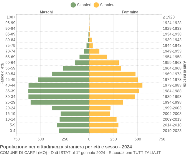 Grafico cittadini stranieri - Carpi 2024