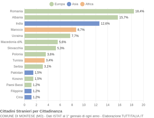 Grafico cittadinanza stranieri - Montese 2014