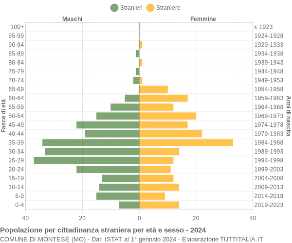 Grafico cittadini stranieri - Montese 2024