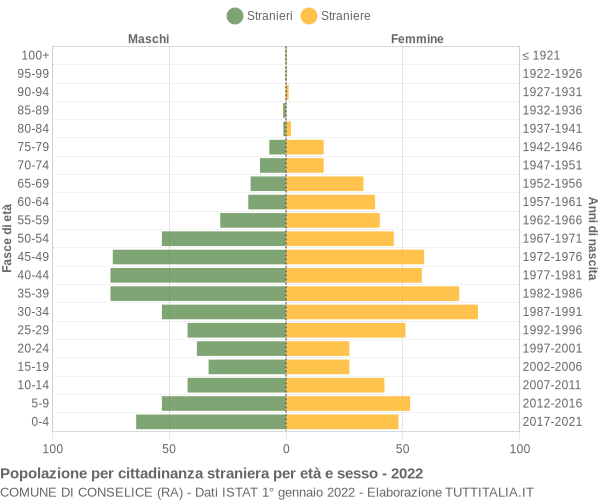 Grafico cittadini stranieri - Conselice 2022