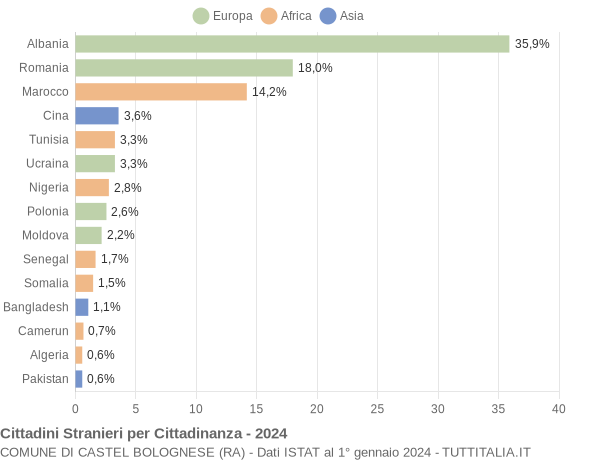 Grafico cittadinanza stranieri - Castel Bolognese 2024