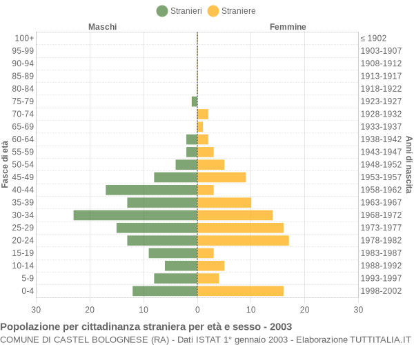 Grafico cittadini stranieri - Castel Bolognese 2003