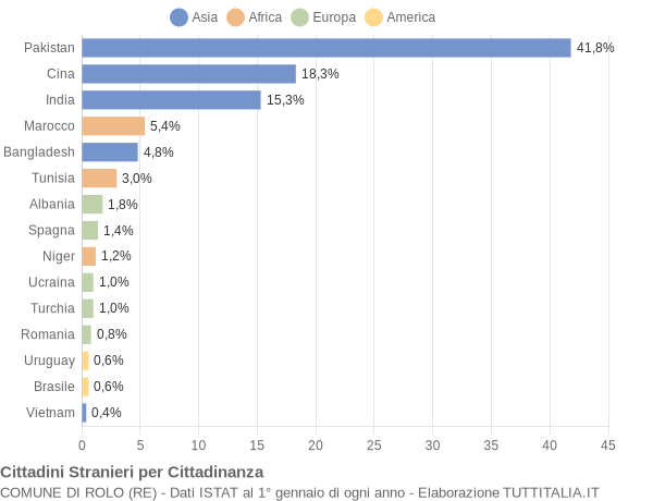 Grafico cittadinanza stranieri - Rolo 2005