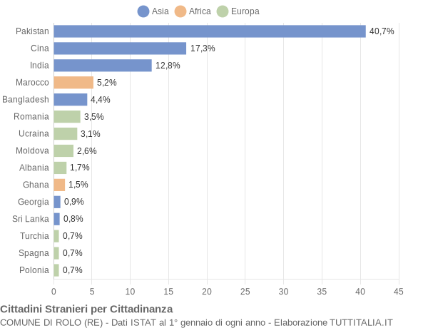 Grafico cittadinanza stranieri - Rolo 2017