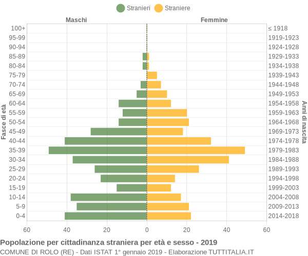 Grafico cittadini stranieri - Rolo 2019