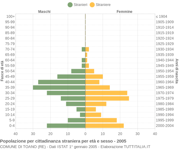 Grafico cittadini stranieri - Toano 2005