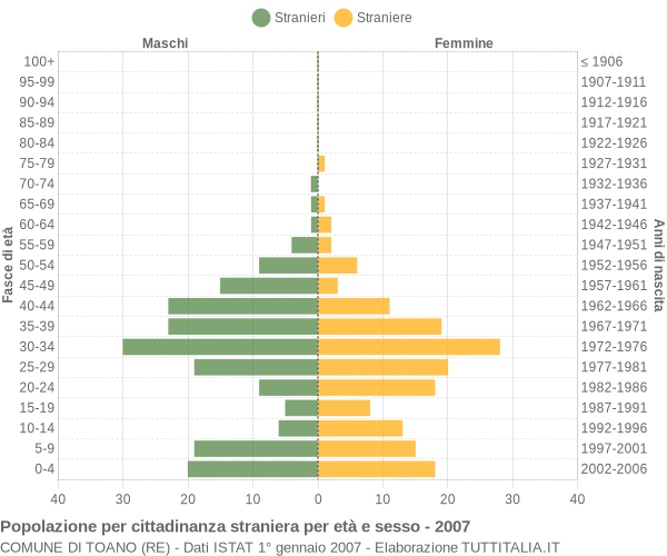 Grafico cittadini stranieri - Toano 2007