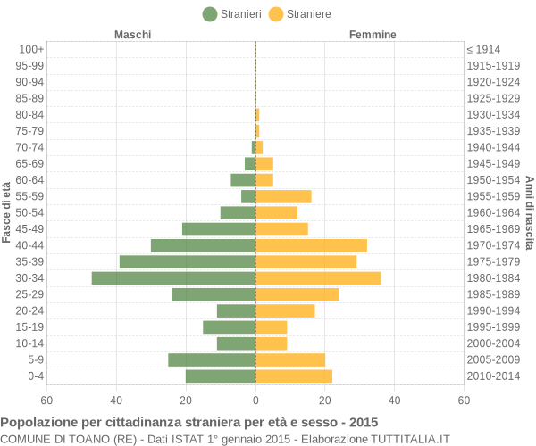 Grafico cittadini stranieri - Toano 2015