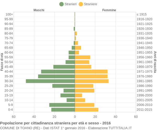 Grafico cittadini stranieri - Toano 2016