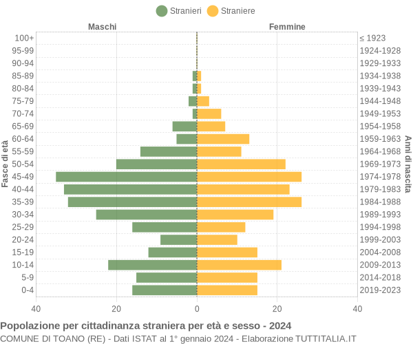 Grafico cittadini stranieri - Toano 2024