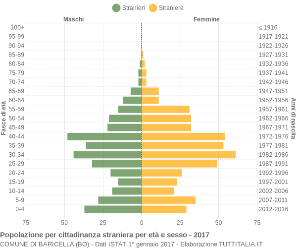 Grafico cittadini stranieri - Baricella 2017