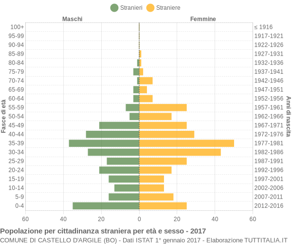 Grafico cittadini stranieri - Castello d'Argile 2017