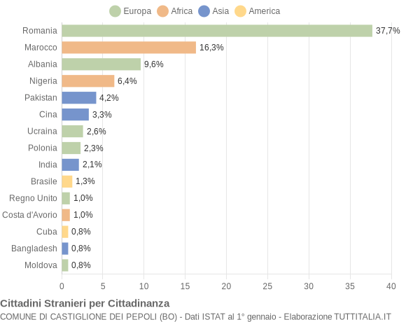 Grafico cittadinanza stranieri - Castiglione dei Pepoli 2022