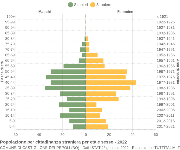 Grafico cittadini stranieri - Castiglione dei Pepoli 2022