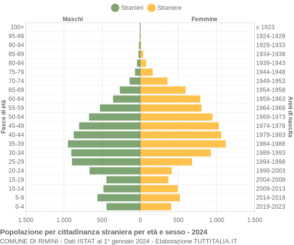 Grafico cittadini stranieri - Rimini 2024