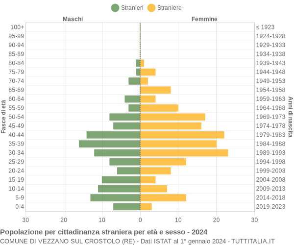 Grafico cittadini stranieri - Vezzano sul Crostolo 2024