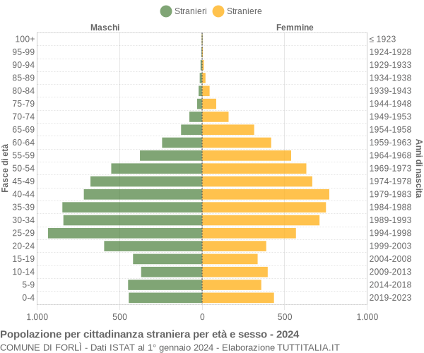 Grafico cittadini stranieri - Forlì 2024