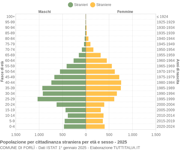 Grafico cittadini stranieri - Forlì 2025