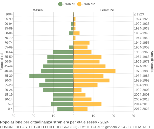 Grafico cittadini stranieri - Castel Guelfo di Bologna 2024