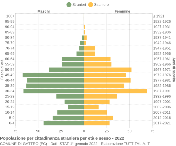 Grafico cittadini stranieri - Gatteo 2022