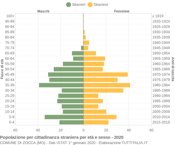 Grafico cittadini stranieri - Zocca 2020