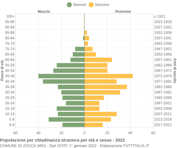 Grafico cittadini stranieri - Zocca 2022