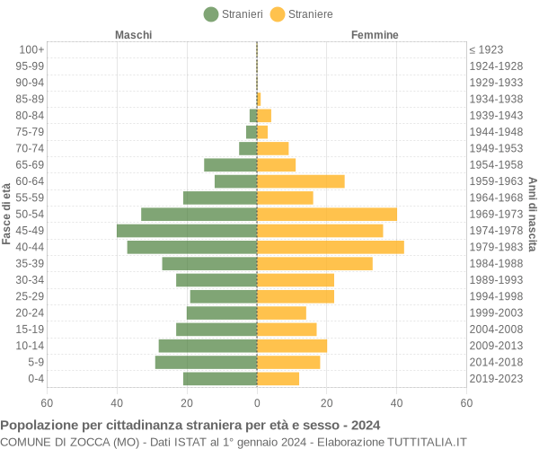 Grafico cittadini stranieri - Zocca 2024