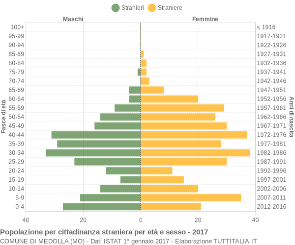 Grafico cittadini stranieri - Medolla 2017