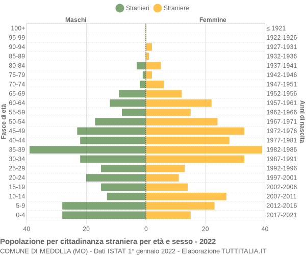 Grafico cittadini stranieri - Medolla 2022