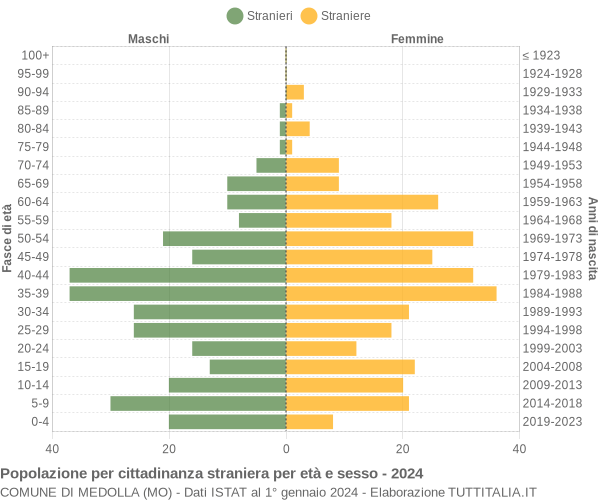 Grafico cittadini stranieri - Medolla 2024