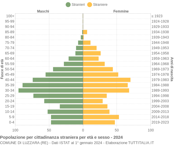 Grafico cittadini stranieri - Luzzara 2024