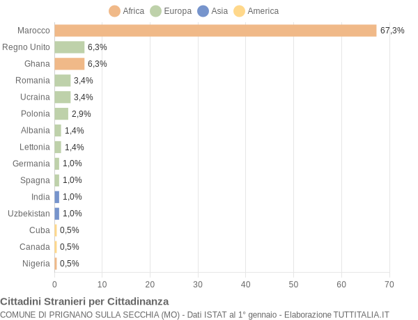 Grafico cittadinanza stranieri - Prignano sulla Secchia 2006