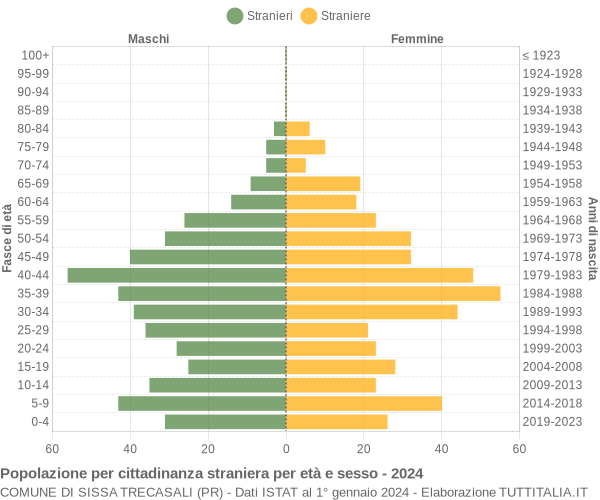 Grafico cittadini stranieri - Sissa Trecasali 2024