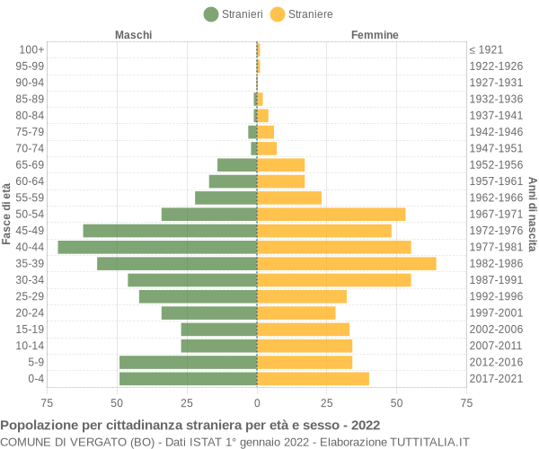 Grafico cittadini stranieri - Vergato 2022