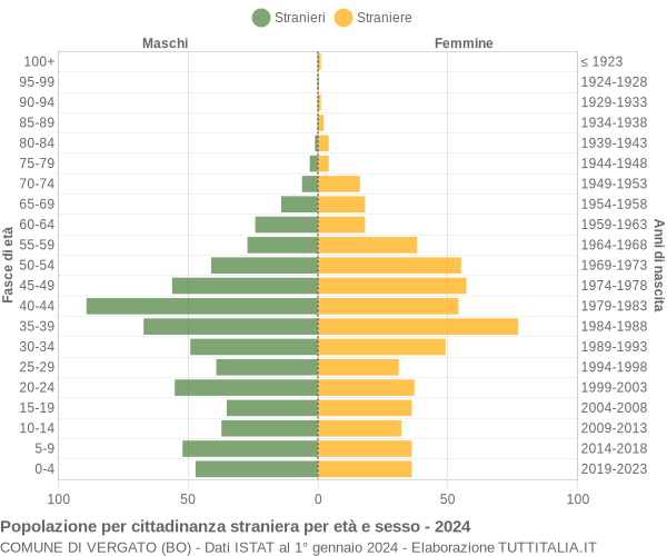 Grafico cittadini stranieri - Vergato 2024