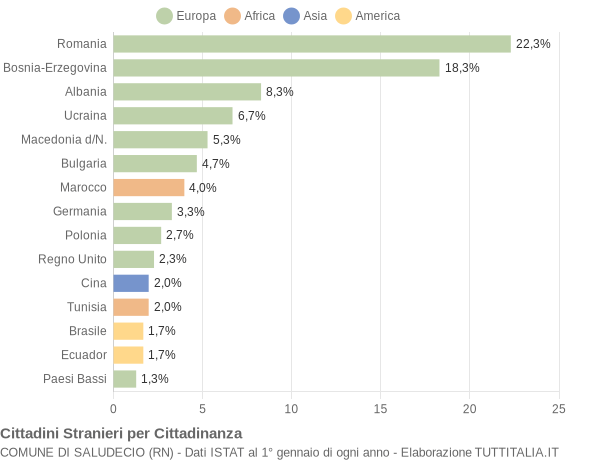 Grafico cittadinanza stranieri - Saludecio 2013